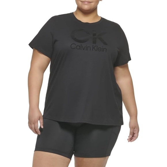 Calvin Klein Performance Women Active Stacked Flocking Comfort Logo Tee XL - Picture 4 of 12